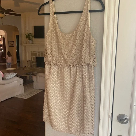 Alice + Olivia | Dresses | Alice Olivia Champagne Lace Dress | Poshmark